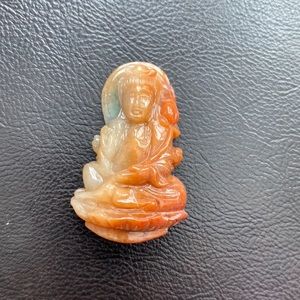 Kwan Quan Yin Buddha Female Carving Red Jade Large Loose Pendant Natural